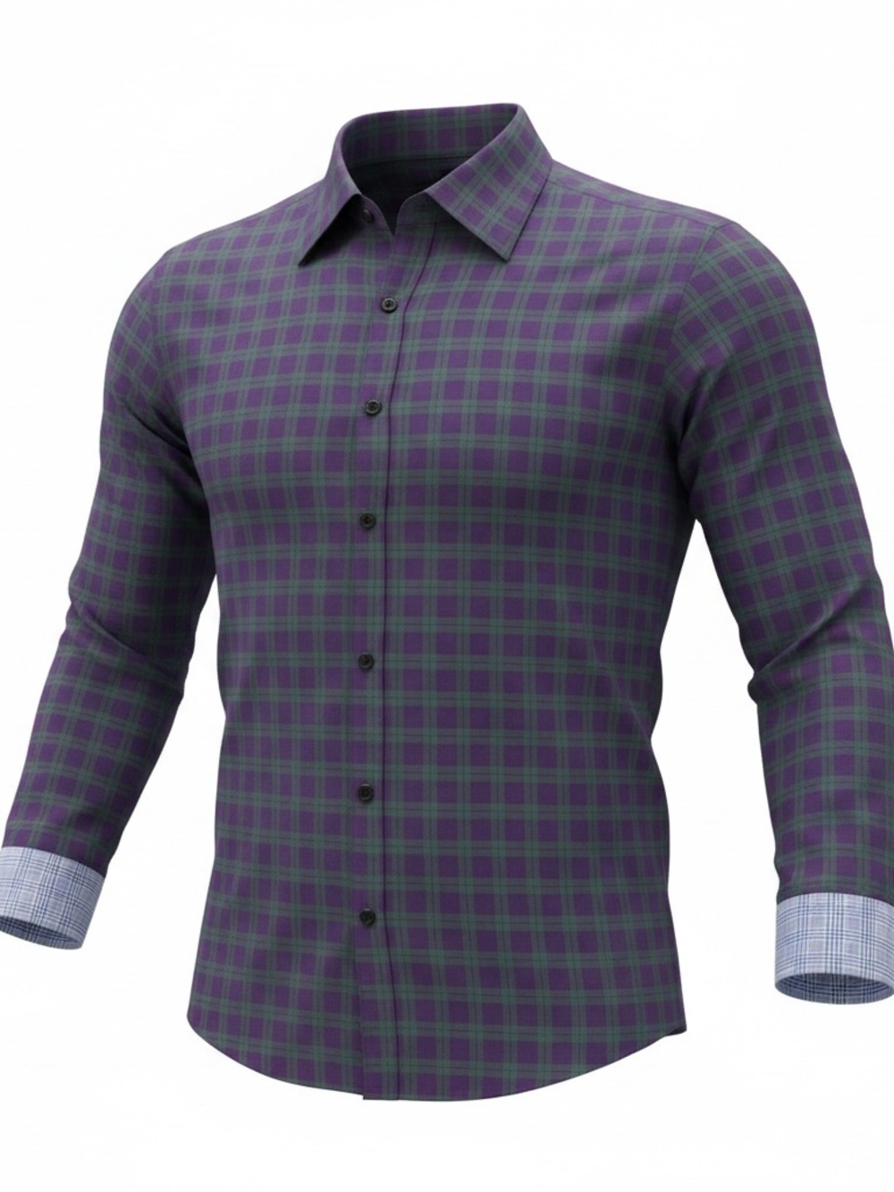 Proper Cloth Men’s Custom Plaid Dress Shirt Purple Green 100% Cotton XL-ish
